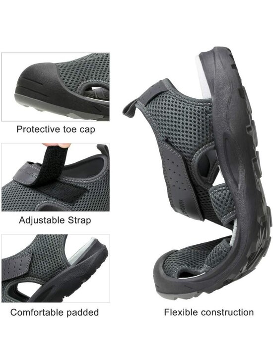 Men\'s Dark Grey Closed Toe Athletic Outdoor Waterproof Hiking Sandals Shoes